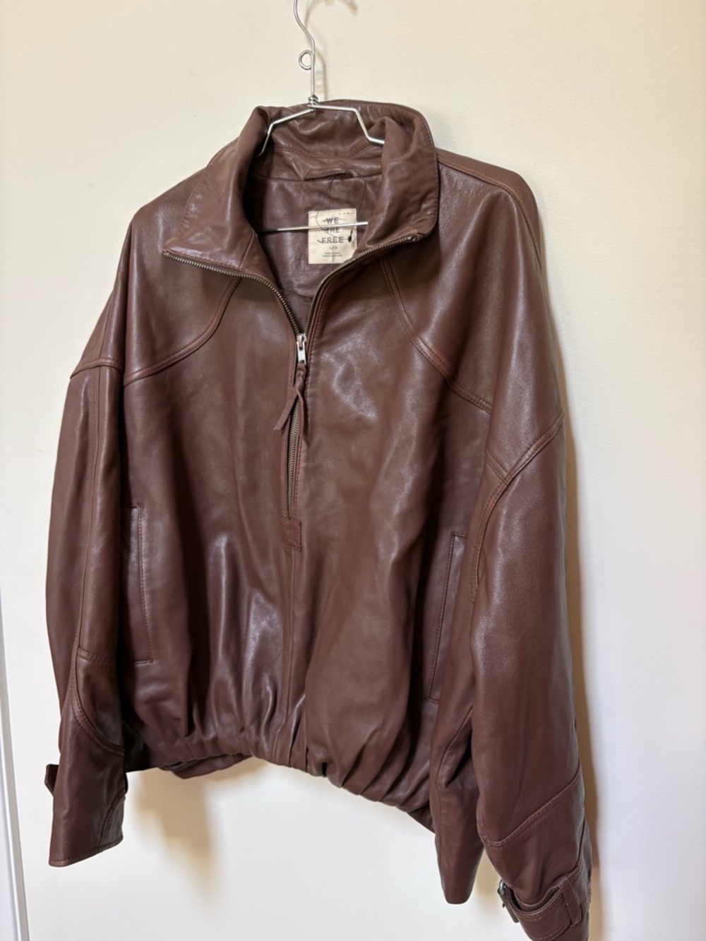 NWOT Free People We The Free Sonny Leather Pullover Jacket Size Large - Picture 9 of 16
